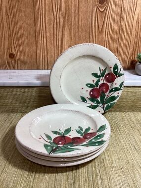 Crate & Barrel Pomegranate Branch Salad Plates - Set of 4 8.5”